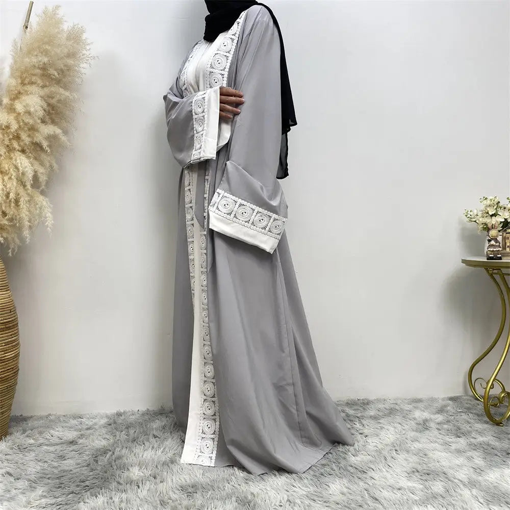 Women’s Fashion Patchwork Lace Muslim Robe