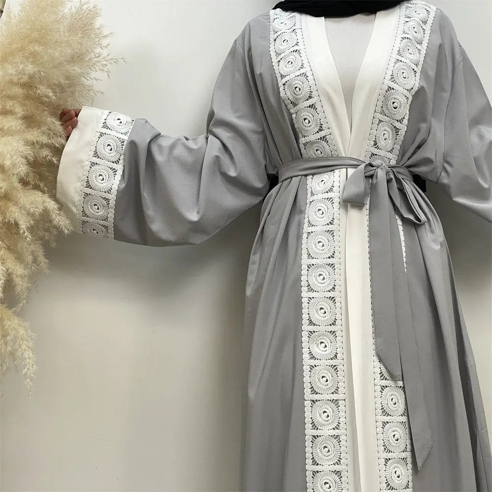 Women’s Fashion Patchwork Lace Muslim Robe