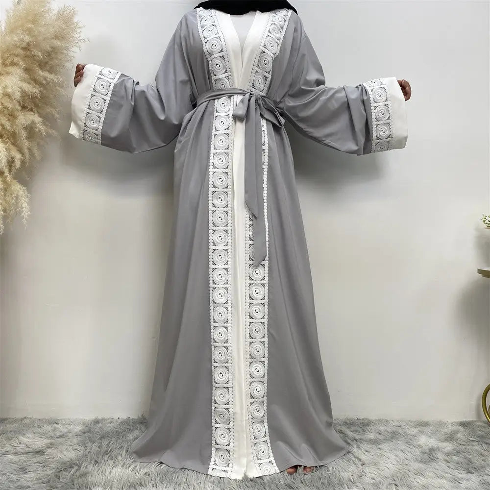 Women’s Fashion Patchwork Lace Muslim Robe