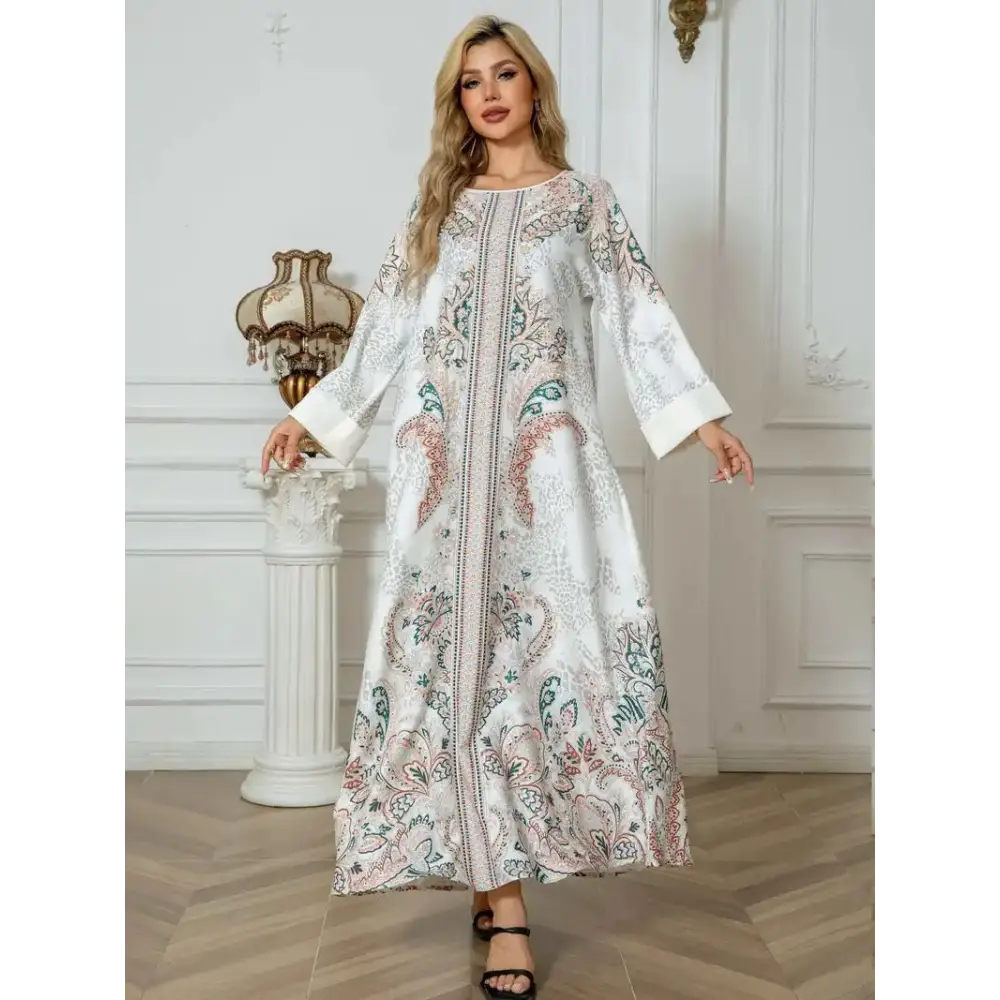 Women’s Leopard Print Long Kaftan Dress - 4