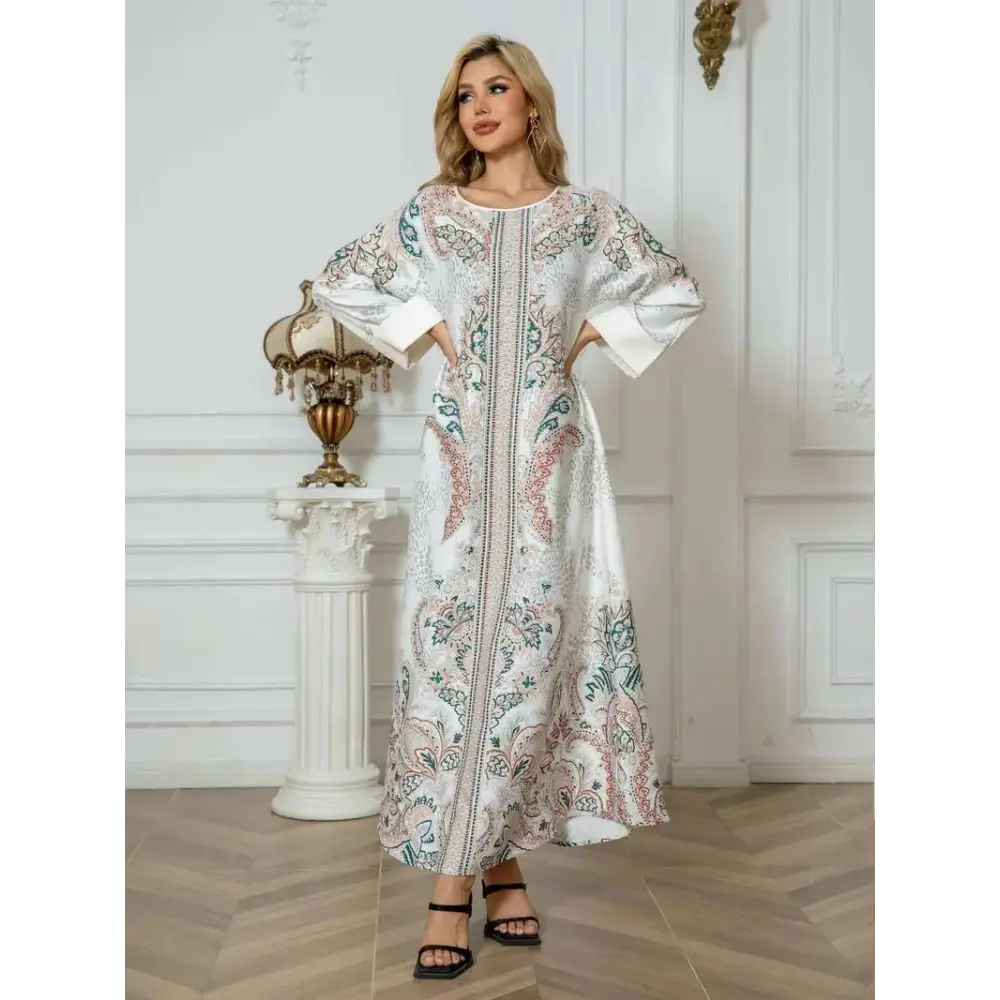 Women’s Leopard Print Long Kaftan Dress - 4