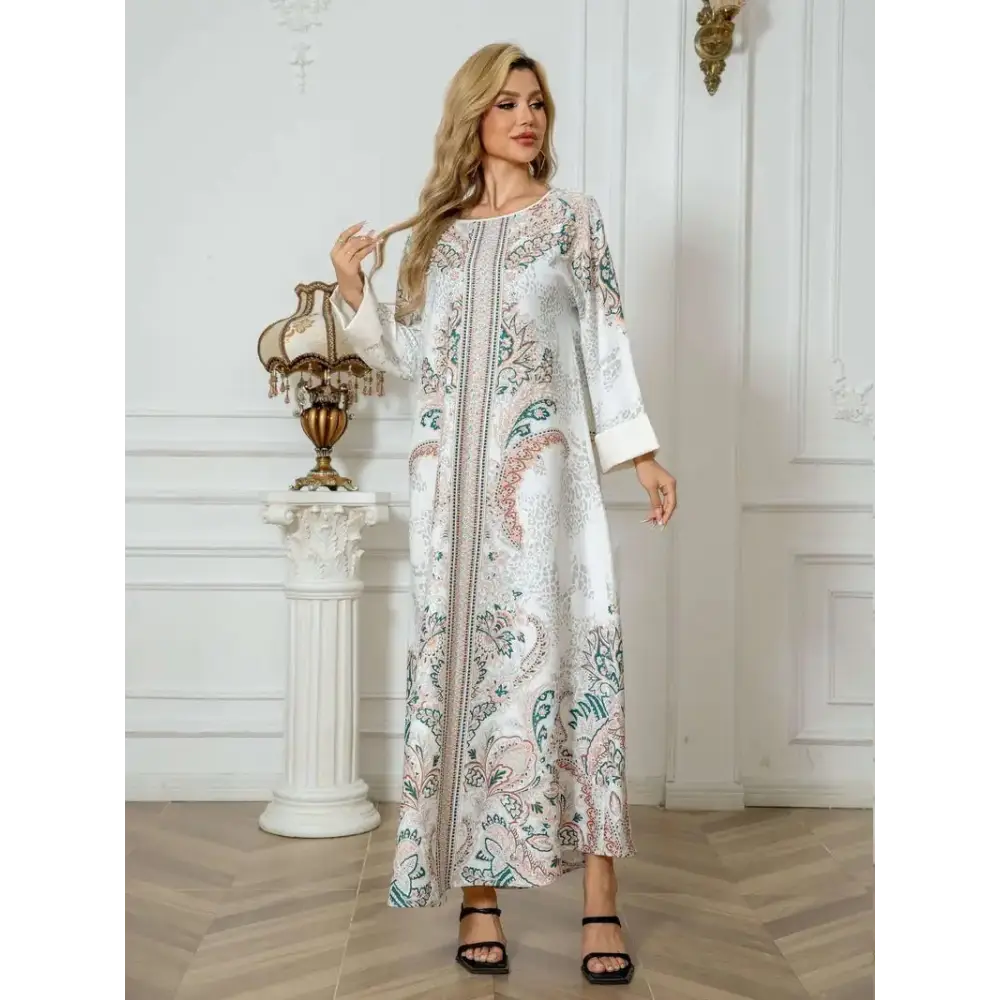 Women’s Leopard Print Long Kaftan Dress - 4