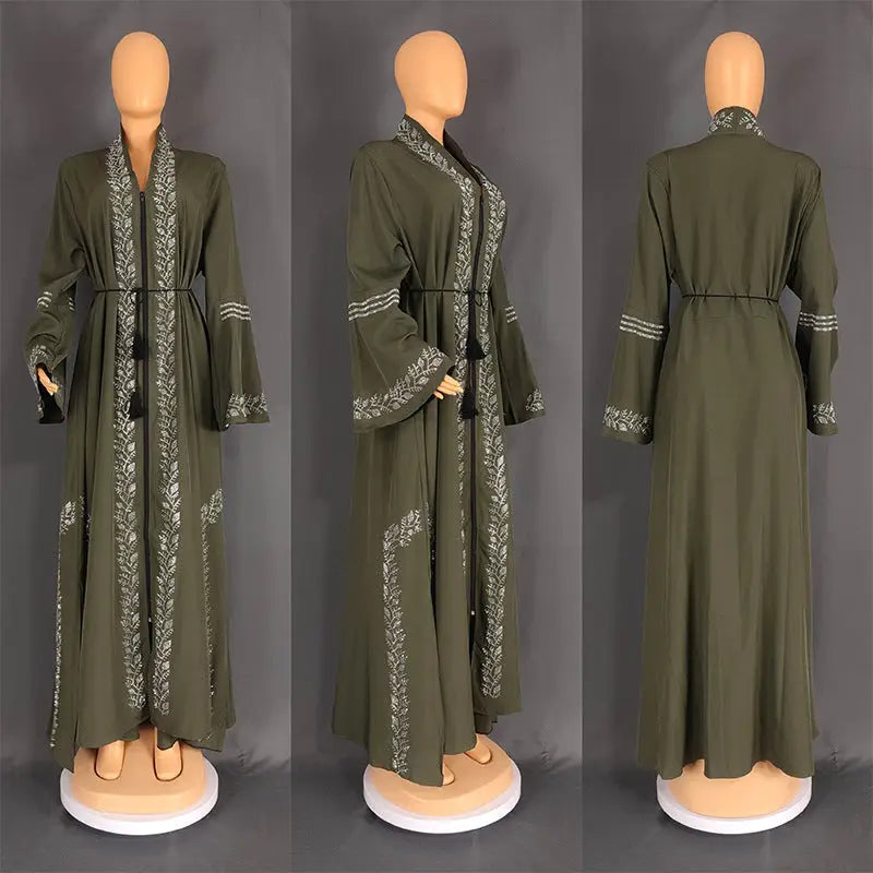 Women’s Muslim Robe Arabic Gown - Green / L