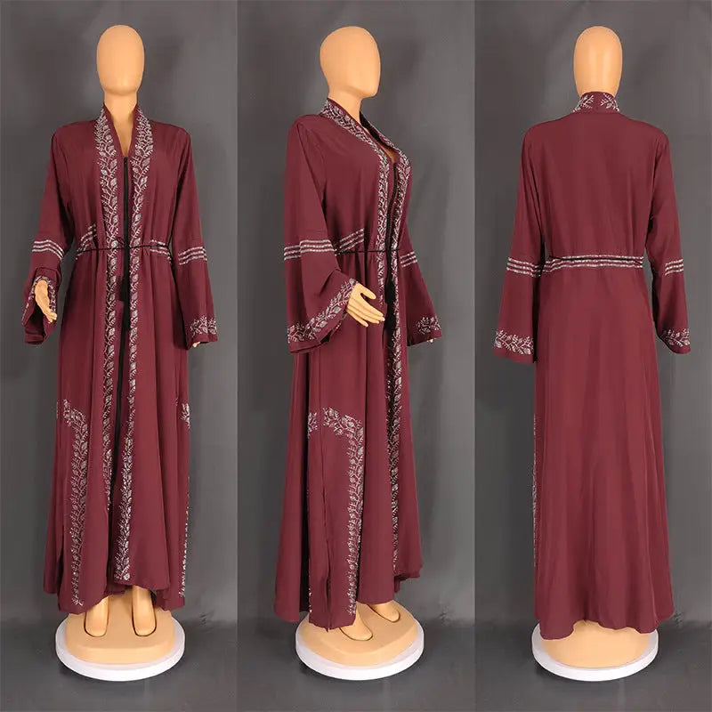 Women’s Muslim Robe Arabic Gown - Red / L