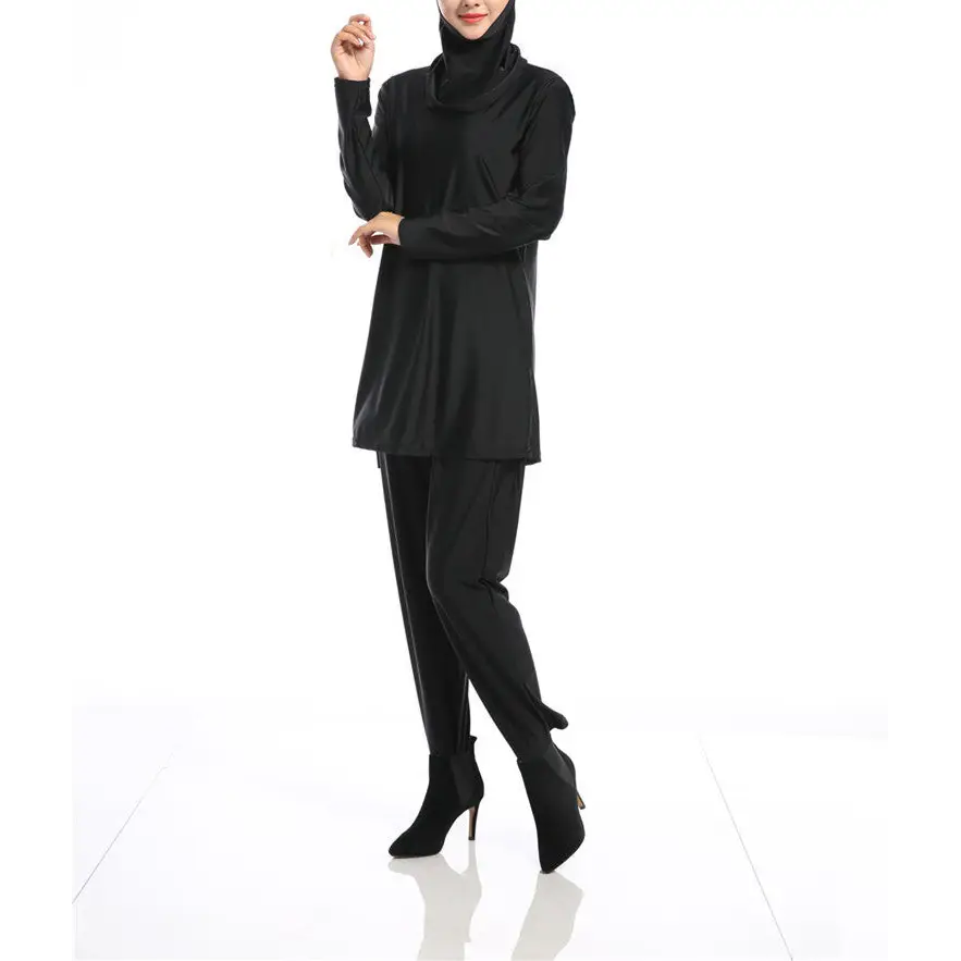 Women’s Solid Color Nylon Swimsuit - Black / S