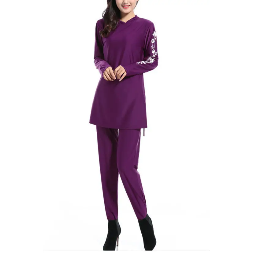 Women’s Solid Color Nylon Swimsuit - Purple / S