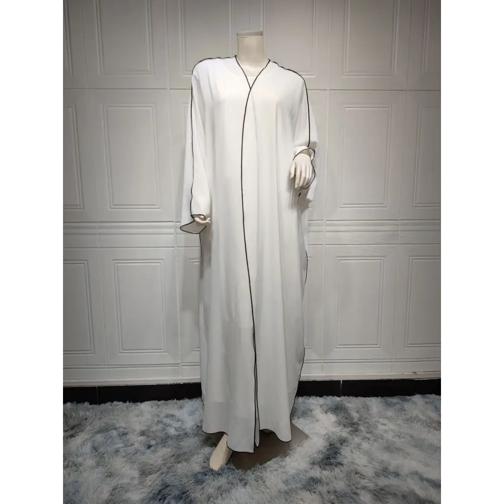Women’s White Patchwork Plus Size Women’s Abaya Robe - White / Average Size