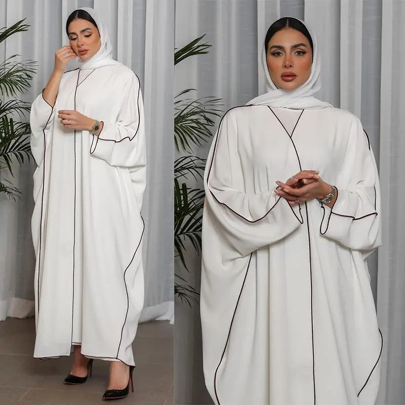 Women’s White Patchwork Plus Size Women’s Abaya Robe - White / Average Size