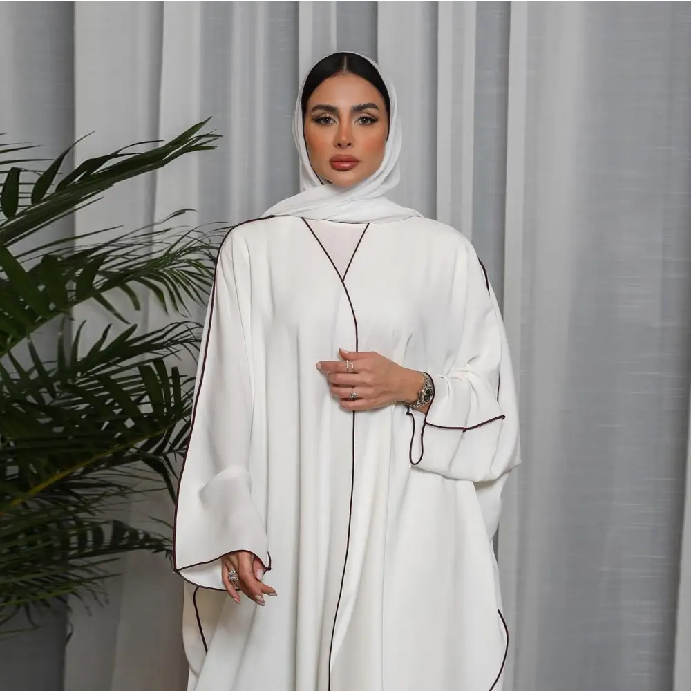 Women’s White Patchwork Plus Size Women’s Abaya Robe - White / Average Size