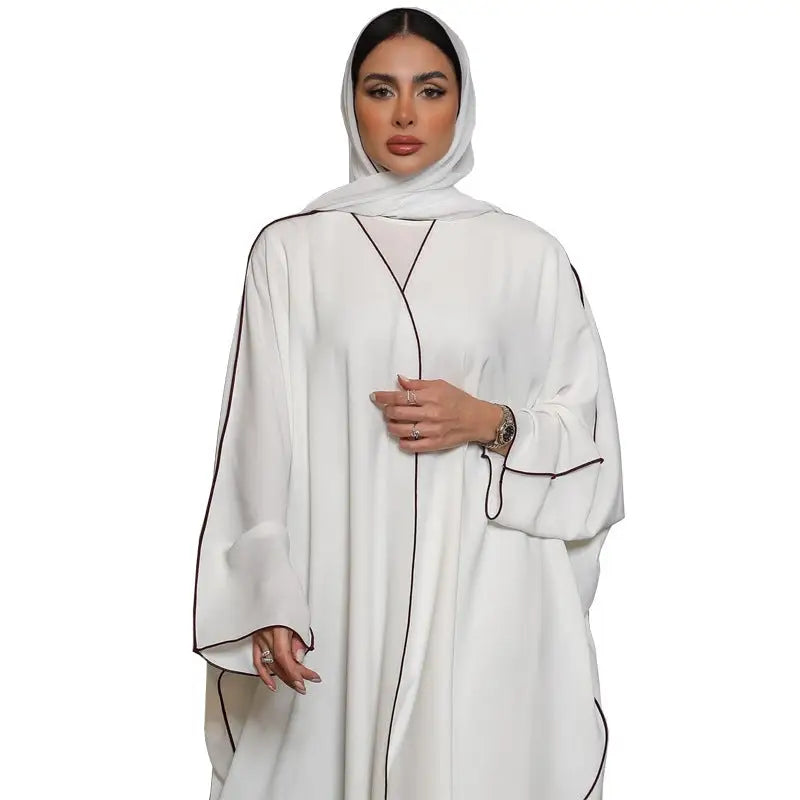 Women’s White Patchwork Plus Size Women’s Abaya Robe - White / Average Size