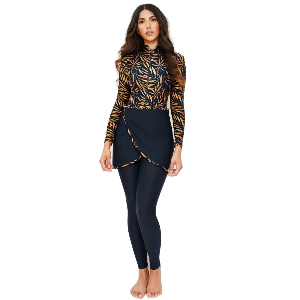 Zipper Muslim Swimsuit Burkini Women